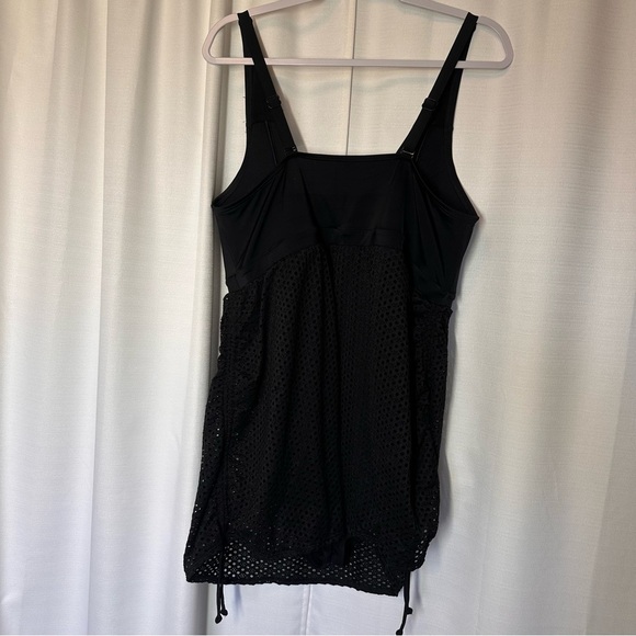 SWIM BY CACIQUE DRESS SWIMSUIT PLUS Size 20BLACK Mesh Crochet ONE PIECE Beach - Picture 6 of 11